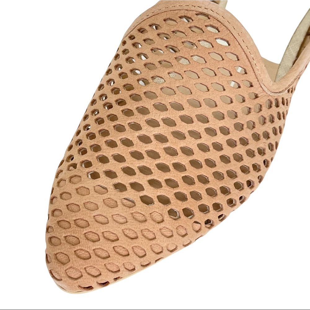 Dolce Vita Grant Tan Perforated Nubuck Leather Womens Flat Mules Size 6M - Picture 8 of 15